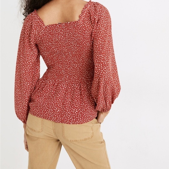 NWT Madewell (Re)sourced Georgette Lucie Smocked Peplum Top in Batik Vine - Picture 3 of 7